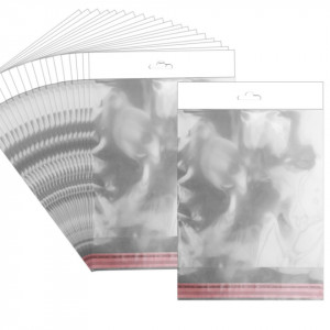 Punga transparenta cu clapeta adeziva si agatatoare 24x33/37cm 20/set