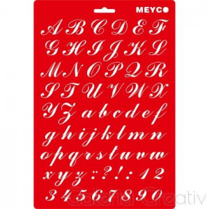 Sablon plastic alb/rosu litere si cifre de mana A4 Meyco 66004