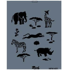 Sablon plastic Animale din savana 25x35cm Rich NEW 422