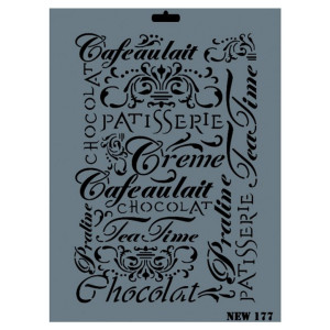 Sablon plastic Cafe au lait/tea time/patisserie/chocolat 25x35cm Rich NEW 177