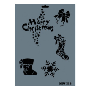 Sablon plastic Merry Christmas/funda/sosete/fulg de nea 25x35cm Rich NEW 219
