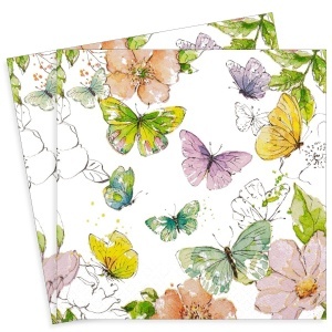 Servetel fluturi si flori 33x33cm 2/set 212609
