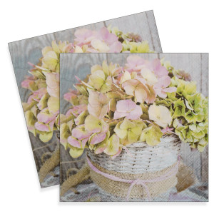 Servetel Hortensie roz cu verde in cos 33x33cm 2/set 72680936
