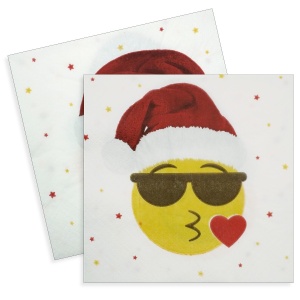 Servetel smiley cu caciula de mos 33x33cm 2/set 22513