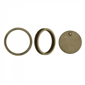 Set 3 inele MDF 5/6/7x0,5x0,8cm + disc MDF cu gaura 4x0,8cm - Img 3
