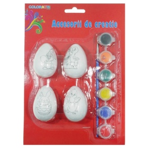 Set pictura ou polistiren predesenat cu 6 culori 5,5cm 4/set