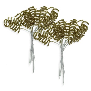 Spirala aurie cu sclipici 3cm cu tija alba 5cm 2x12 fire/buchet