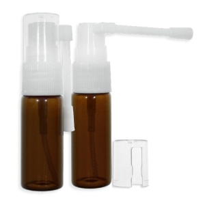 Sticluta maro cu pulverizator pentru gat si capac plastic alb 20ml/2set (STS-PUMP20AMB)