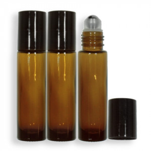 Sticluta maro cu roll-on si capac plastic negru 10ml 3/set (RC0157-A0015)