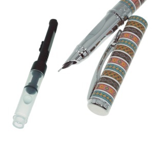 Stilou metalic decorat cu convertor Ecada 93403 - Img 2