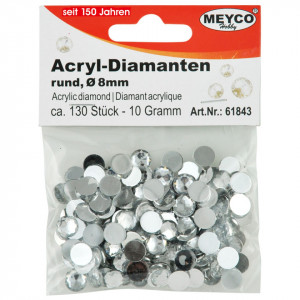 Stras fatetat 8mm 130buc (10g) Meyco argintiu 61843