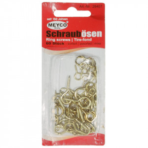 Surub cu inel auriu 0,8-2,4cm 60/set Meyco 28407