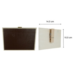 Tablita neagra lemn dreptunghiulara 14,5x10,5cm cu cleste T1105 - Img 2