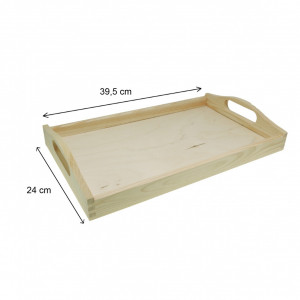 Tava lemn dreptunghiulara 39,5x24x6cm TC714S - Img 2