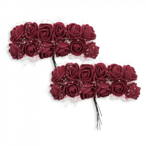 Trandafir carton buretat cu tul 2cm 2x12 fire/set - Img 8