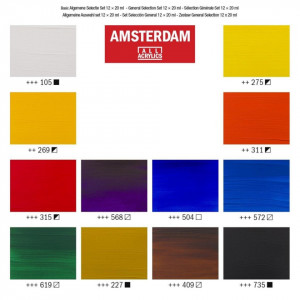 Vopsea acrilica 12 culori x 20ml/set Amsterdam 17820412 - Img 3