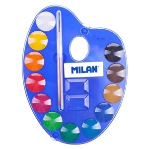 Acuarele paleta 12 culori x 2,5cm + pensula/set Milan 53412