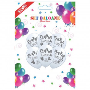 Balon alb fetita 30cm 6/set 082433