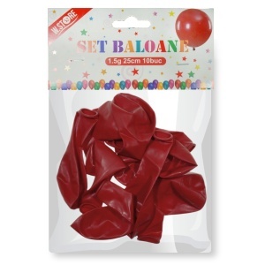 Balon rosu 25cm 1,5g 10/set 015882