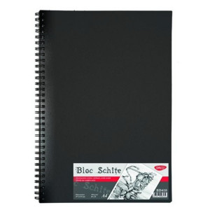 Bloc schite cu spira si coperta rigida neagra A4 100g 80 file Daco BD410