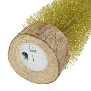 Brad sarma cu sclipici auriu/suport lemn si instalatie multicolora 26cm - Img 3