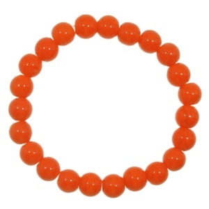 Bratara margele sticla rotunde portocaliu neon 8mm pe elastic