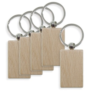 Breloc lemn dreptunghiular 2,8cmx4,5cm 5/set