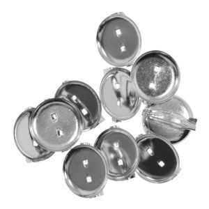 Brosa baza argintiu inchis 23mm pentru cabochon rotund 19mm 10/set