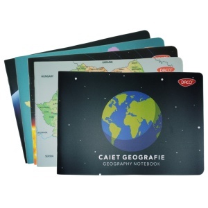 Caiet mic geografie coperta plastic culori diverse 17x24cm 70g 24 file CT305