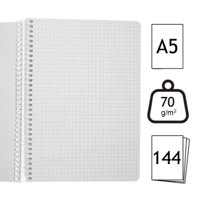 Caiet mic matematica cu spira coperta plastic culori diverse A5 70g 144 file Daco CT5144AR - Img 2