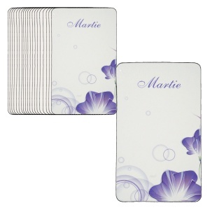 Cartonas martisor colturi rotunjite model petunii albastre 9x5,4cm 20/set
