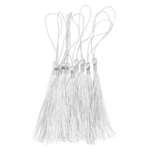 Ciucure 8cm cu agatatoare textil 10/set alb