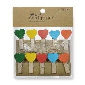 Cleste lemn inimioare diverse culori 3,5cm 10/set A969
