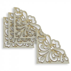 Coltar placaj filigranat 3,5x3,5x0,3cm 4/set