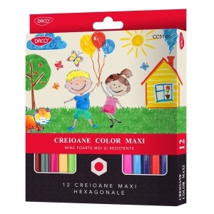 Creion color triunghiular maxi 12/set Daco CC512T - Img 1