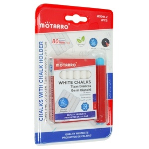 Creta rotunda alba cu dispozitiv tip pix rosu/bleu 12/set MO001-2