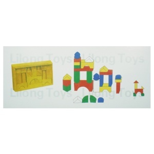 Cuburi lemn pentru constructie forme si culori diverse 8x17cm 26 piese/cutie - Img 2