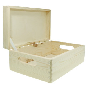 Cutie lemn dreptunghiulara cu manere decupate si picioare 39,5x29,5x14cm SD140A - Img 3