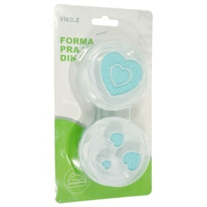 Decupator plastic cu piston inima 7x5cm 2/set T05193