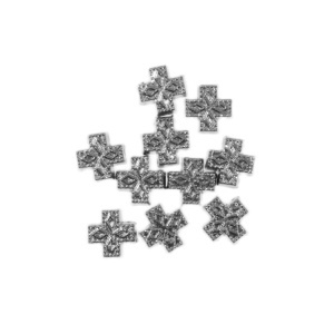Distantier metalic argintiu inchis cruce 7,5x7,5mm 10/set