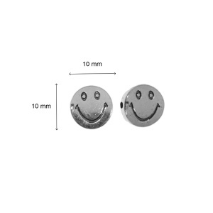 Distantier metalic argintiu smiley face 10x10mm 12/set - Img 2