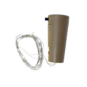 Dop sticla cu instalatie luminoasa fir cu 20 leduri lumina alba/rece 2m cu 3 baterii incluse