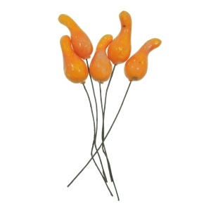 Dovleac polistiren portocaliu deschis 4cm cu tija 10cm 5/set