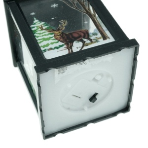 Felinar plastic negru cu decor ren si led 6x6x10cm - Img 3