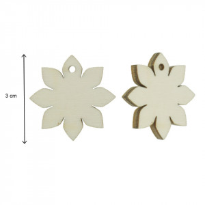 Floare placaj natur 8 petale, cu gaura M3 3cm 5/set - Img 2