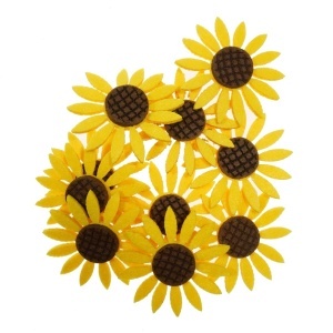 Floarea-soarelui pasla galben/maro 6cm 10/set