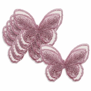 Fluture textil roz 6cm 5/set