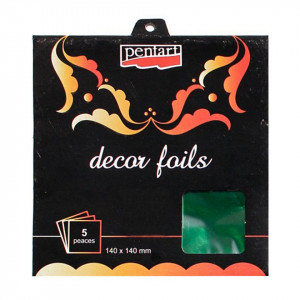 Folie transfer verde metalizat 14x14cm 5/set Pentart 20742