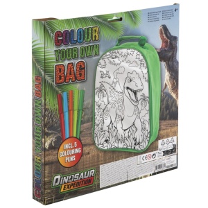 Ghiozdan de colorat cu 5 carioci 24x28cm Dinozauri Creative Craft 130008 - Img 2