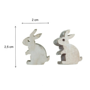 Iepure lemn alb/gri 2,5cm 36/set Canea 129CAN14006-2,5WW - Img 2